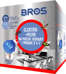 ELEKTROFUMIGATOR + Płyn 3w1 muchy, komary, mrówki BROS