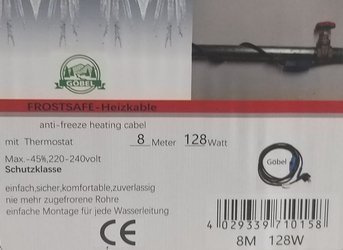 Kabel grzewczy przewód grzejny 8m z termostatem NIEBIESKI GOBEL